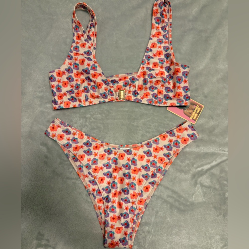 Strawberry Milk Mob Floral Bikini Set - Pink, Red, Purple